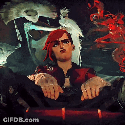 Red-Haired Cartoon Character Sitting On Couch Hands Folded GIF