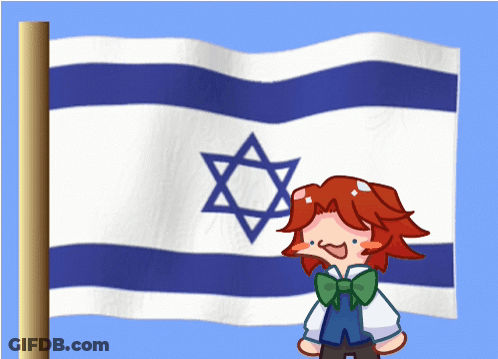 Red-Haired Cartoon Character Standing In Front Of Star Flag GIF