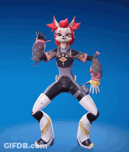 Red-Haired Cartoon Dancing On Blue Screen GIF