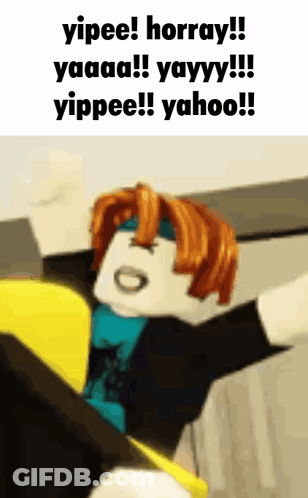 Red-Haired Cartoon Saying Yipee Horray Yaaaa Yayyy GIF