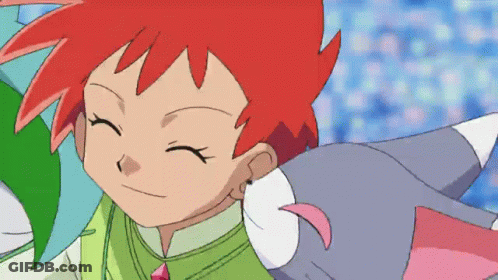 Red Haired Cartoon Smiling With Cat GIF
