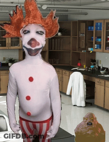 Red-Haired Clown In Lab GIF