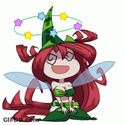 Red-Haired Fairy In Green Hat With Stars GIF