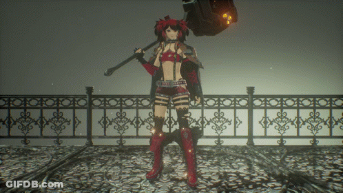 Red-Haired Girl Holding Sword GIF