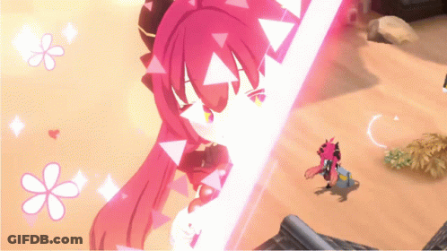 Red-Haired Girl Holding Sword GIF