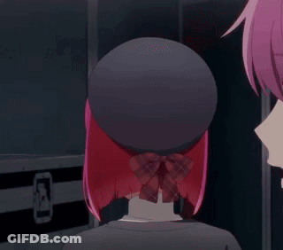 Red-Haired Girl In Black Hat With Red Bow GIF