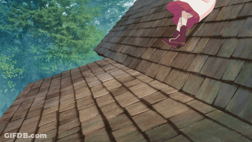 Red-Haired Girl Laying On Roof GIF