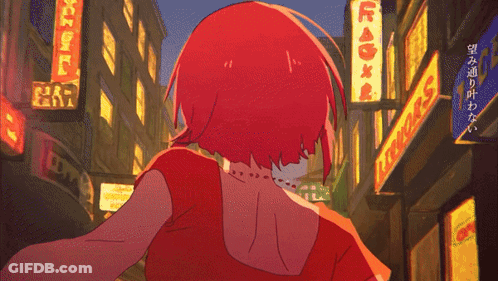 Red-Haired Girl Walking In Front Of Soulfire Casino Sign GIF