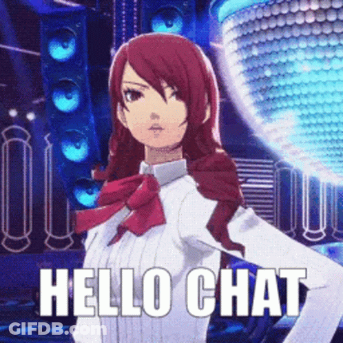 Red-Haired Girl With Bow Tie Saying Hello Chat GIF