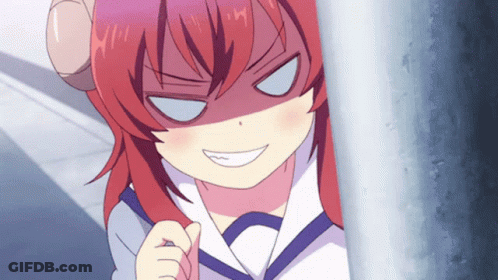 Red-Haired Girl With Horns And Funny Face GIF