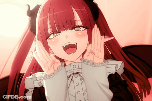 Red-Haired Horned Girl Devil Face GIF