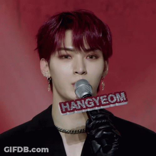 Red-Haired Man Holding Microphone With Hangyeom Sign GIF