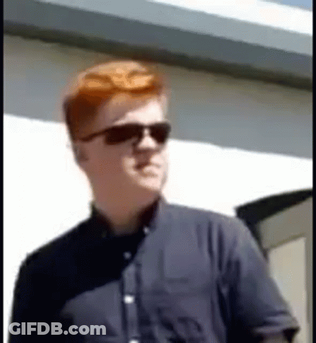 Red-Haired Man In Sunglasses And Blue Shirt GIF