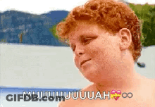 Red Haired Shirtless Boy Saying Muuuh GIF