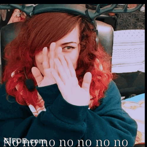 Red-Haired Woman Covering Face No No No GIF
