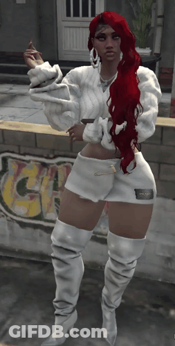 Red Haired Woman Near Graffiti Ch GIF
