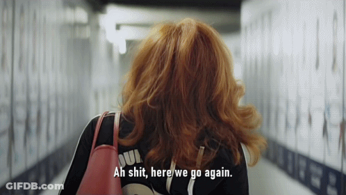 Red Haired Woman Saying Ah Shit Here We Go Again GIF