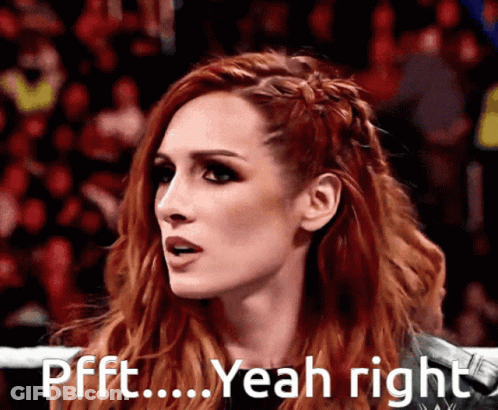 Red-Haired Woman Says Pfft Yeah Right To Crowd GIF