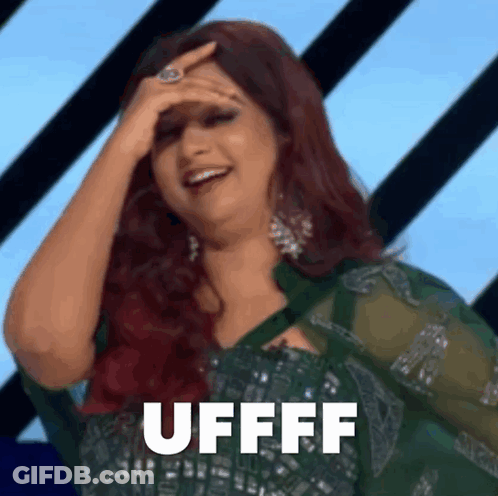 Red-Haired Woman Smiling Covering Face Uffff GIF