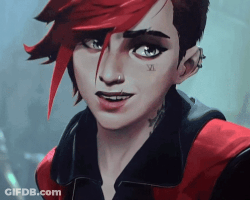 Red-Haired Woman With Number Six Face Tattoo GIF