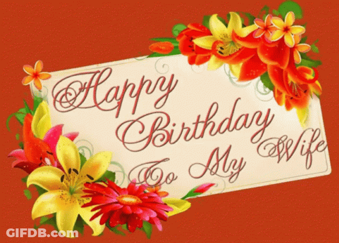 Red Happy Birthday Wife GIF