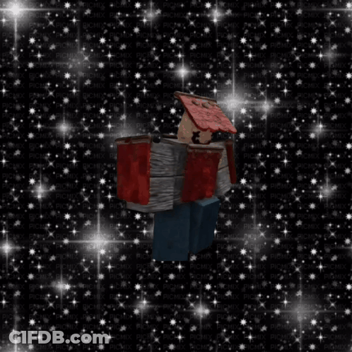 Red Hat Smiley Cartoon Under Starry Sky GIF