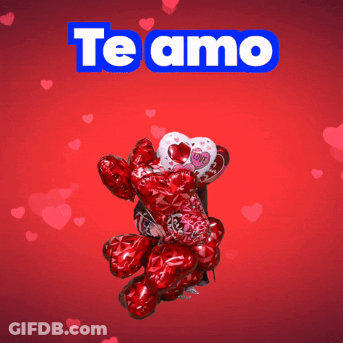 Red Heart Balloons Saying Te Amo GIF
