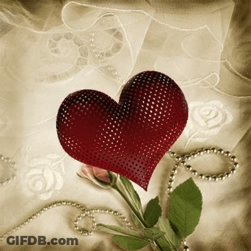 Red Heart Beside Rose And Necklace GIF