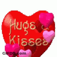 Red Heart Hugs And Kisses GIF