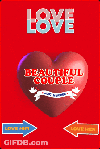 Red Heart Love Beautiful Couple Just Married GIF