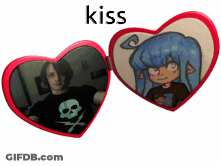 Red Heart Mirror With Boy And Girl GIF