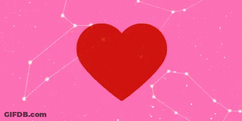 Red Heart On Pink Background With Stars GIF