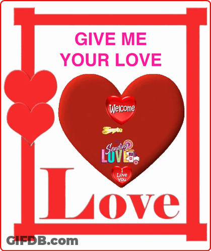 Red Heart Saying Give Me Your Love GIF