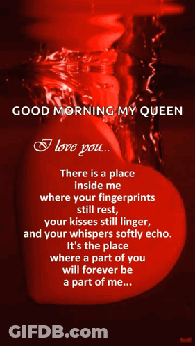 Red Heart Saying Good Morning My Queen GIF
