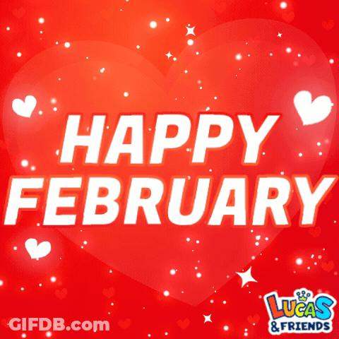 Red Heart Saying Happy February GIF