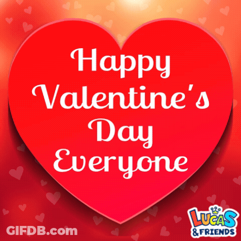 Red Heart Saying Happy Valentine's Day Everyone GIF