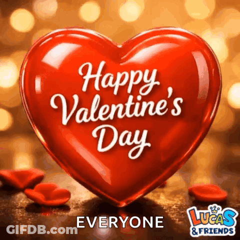 Red Heart Saying Happy Valentine's Day Everyone GIF