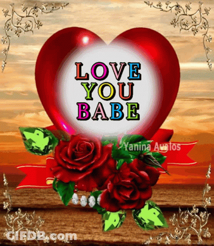 Red Heart Saying Love You Babe GIF