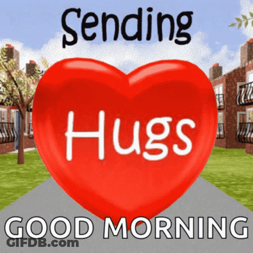 Red Heart Sending Hugs Good Morning GIF