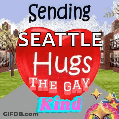 Red Heart Sending Seattle Hugs The Gay Kind GIF