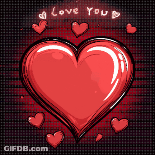 Red Heart Surrounded By Smaller Hearts Love You GIF