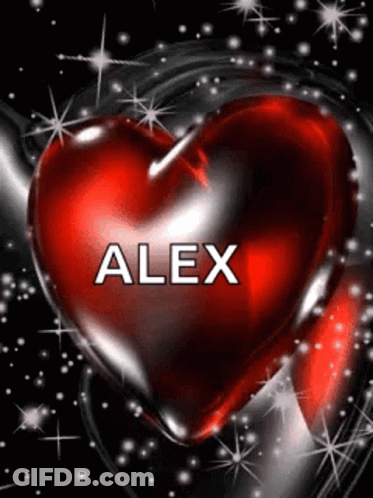 Red Heart With Alex Surrounded By Stars GIF