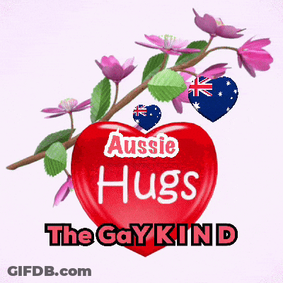 Red Heart With Aussie Hugs Gay Kind GIF
