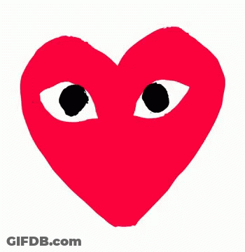 Red Heart With Black Eyes GIF