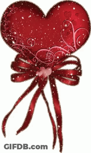 Red Heart With Bow And Hearts GIF