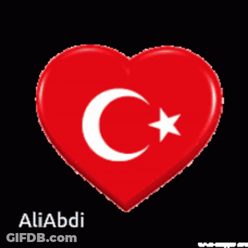 Red Heart With Crescent Moon And Star Aliabdi GIF
