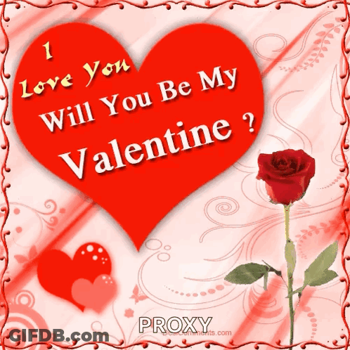 Red Heart With I Love You Will You Be My Valentine Next To Rose GIF