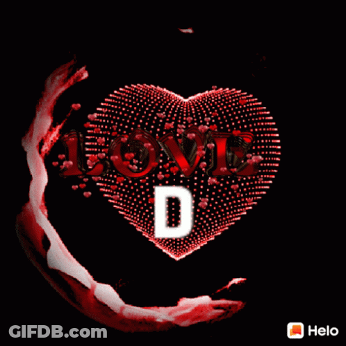 Red Heart With Letter D GIF