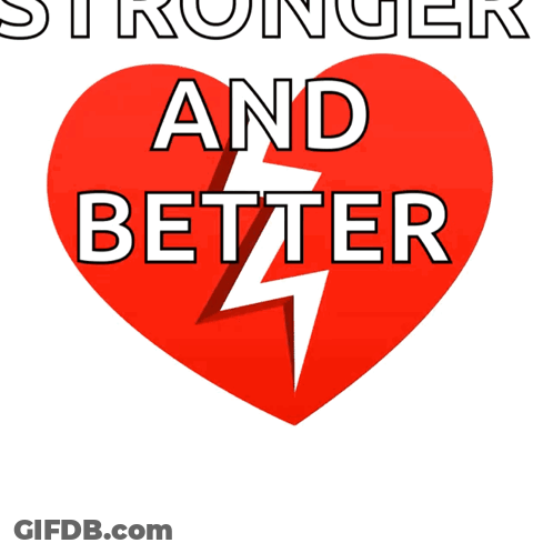 Red Heart With Lightning Bolt Stronger Better GIF