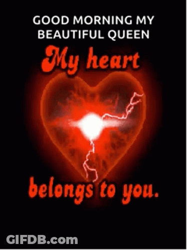 Red Heart With Lightning Good Morning Queen GIF